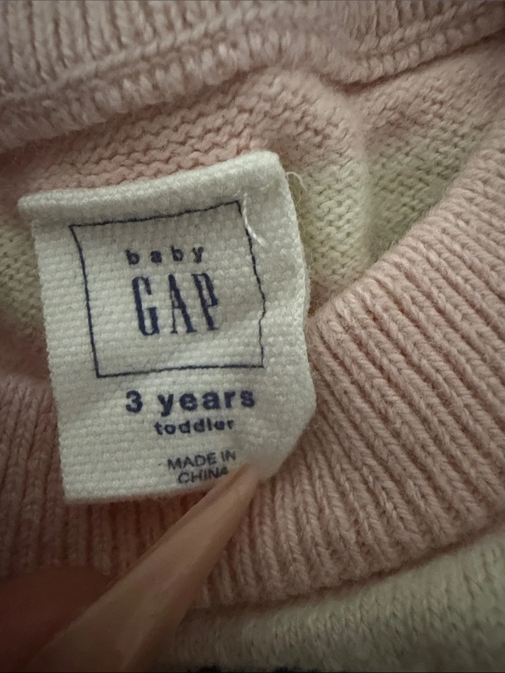 GAP Pink Knit Sweater with Navy Heart Pattern
